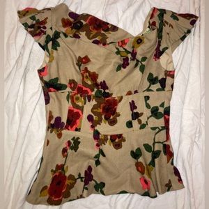 Peplum floral pleated blouse